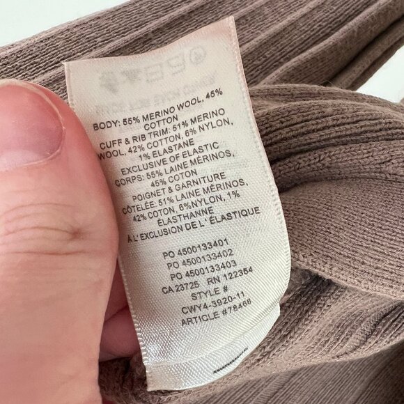 Aritzia Wilfred Merino Wool Plunge Front Cardigan Cropped V-Neck Ribbed Sweater - Picture 5 of 14